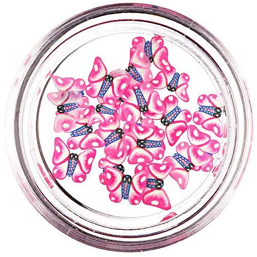 Fimo Nail Art - fehéres-rózsaszínű szeletelt lepkerúd 