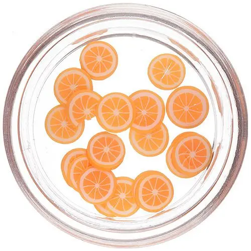 Fimo körömdíszek - narancs szeletek, narancssárga